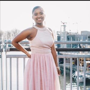 Rose pink prom dress